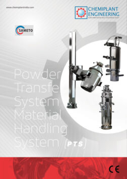 A brochure image of the powder transfer system, a reliable and advanced equipment for handling powdered materials.