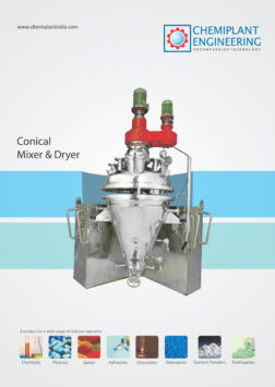 the image shows a Conical Mixer & Dryer - Chemiplant Product and their key use in various industry segment