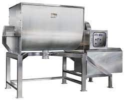 An image of a Ribbon Blender, a stainless steel mixer machine designed for ingredient blending.