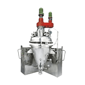 Conical mixer and dryer with stainless steel finish, ideal for blending and drying powders and granules efficiently.