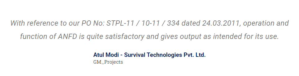 Atul Modi - Survival Technologies Pvt. Ltd.