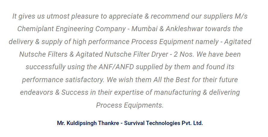 Mr. Kuldipsingh Thankre - Survival Technologies Pvt. Ltd.  testimonial