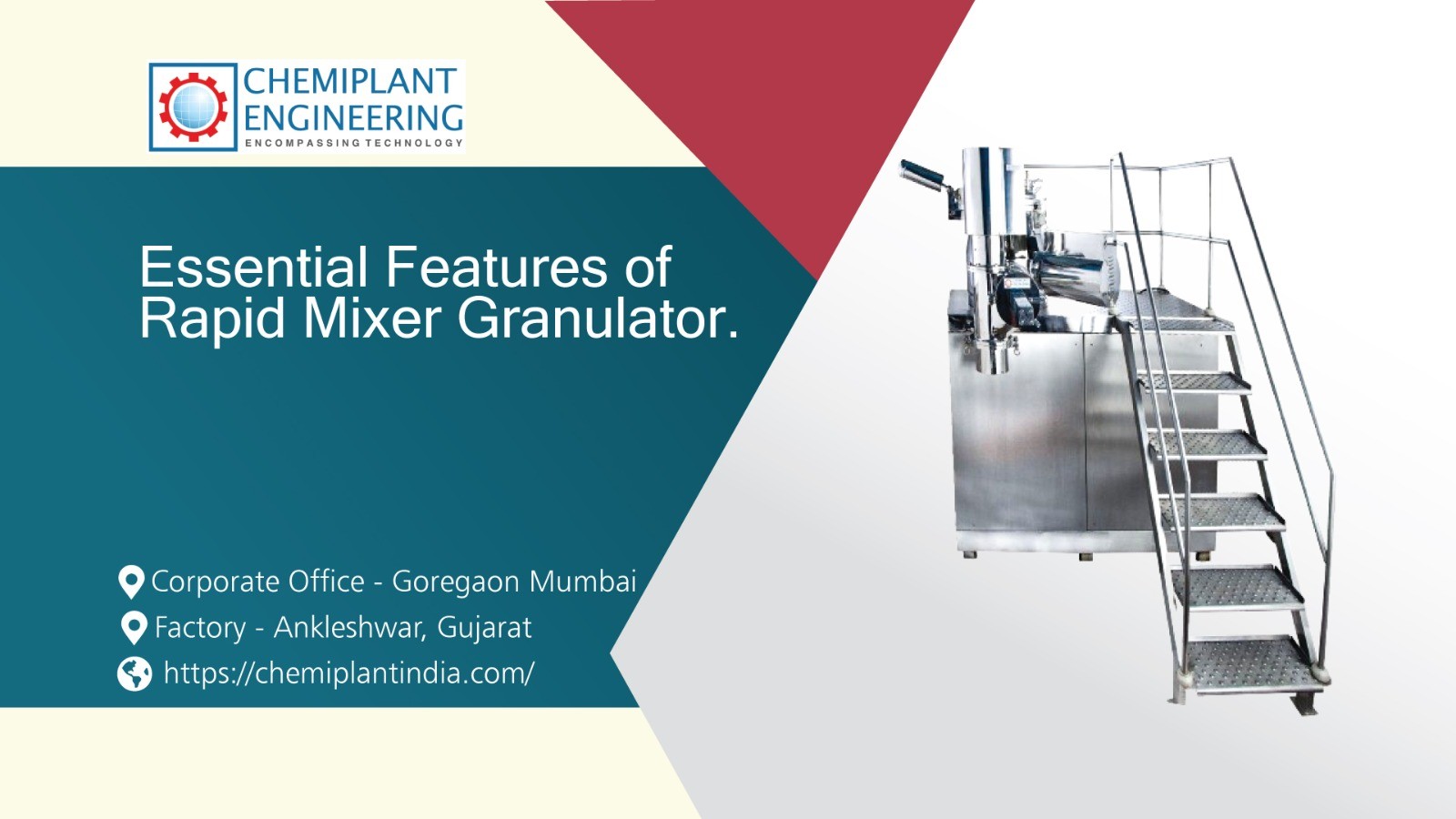 Rapid Mixer Granulator: mixing, granulation, and compact design for efficient processing.